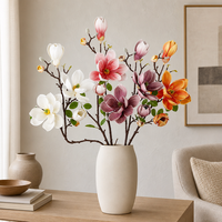 Magnolia artificielle à toucher réel, longue tige en EVA, fleur artificielle à tige unique, jasmin d'hiver, magnolia pour arrangement de vase au sol