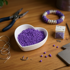 Perline Ilan Abalorios viola da 2 mm, 50 g, per la creazione di gioielli - Product Image 2