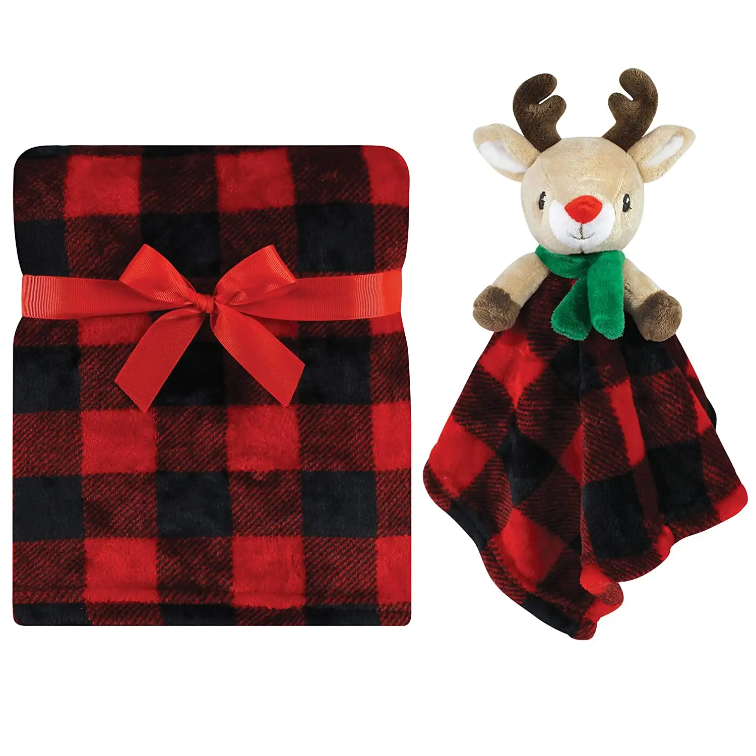 2023 latest product mama's bonding comforter animal heads deer security blanket and kids blanket set for baby sleeping