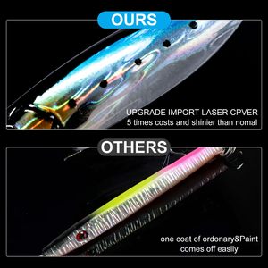 Lot de 5 leurres de pêche verticaux en métal pour eau salée et eau douce avec hameçon assisté triple, cuillère de jigging, 30g 40g - Product Image 3