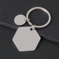 Ywyougang Pendentif hexagonal en acier inoxydable personnalisable imprimé au laser, design 3D double face, porte-clés en métal tendance