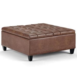 Bed Storage Modern Furniture Sofa Stool Ottoman Bed Faux Leather Square Pouf Stool Storage Ottoman With Child Safety Hinge