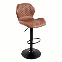 Tabouret de bar pivotant nordique en cuir matelassé diamant, chaise de comptoir avec base en métal noir, chaises de bar hautes de luxe pour cuisine, pub, bar