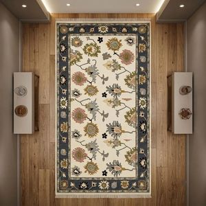 Luxury Hand Knotted Beige Wool Oushak Rug <b>Turkish</b> Knot Area <b>Carpet</b> for Living Room Bedroom Dining Room Custom Size Timeless Home - Product Image 1