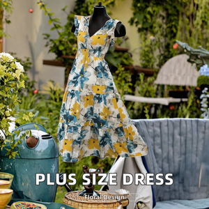 Robe longue à bretelles spaghetti pour femme, grande taille, imprimé floral tropical, taille naturelle, écologique et respirante, collection été 2026 - Product Image 3