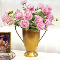 Vase et récipient à fleurs créatifs en bronze à double poignée et grande poignée. Décoration intérieure. Style européen et américain. Simple et efficace
