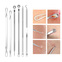 WELLFLYER ARN-133 Kit de 15 outils en acier inoxydable pour l'élimination des points noirs, aiguilles pour l'acné, nettoyeur de pores, extracteur de comédons, durable pour le visage
