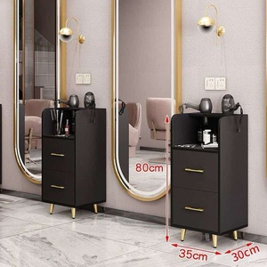 Carrito de Peluquería de Diseño Moderno y Lujoso, Carrito Metálico de Alta Calidad con Material de Madera, 2 Cajones, Elegante para Barbería - Product Image 2
