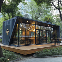 CE US Black Series Maison Conteneur en Acier Écologique Moderne de 40 pieds, Café Personnalisé, Cuisine Préfabriquée, Bâtiment Modulaire