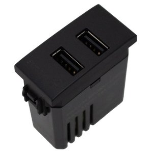 Modulo Presa di Ricarica USB 5V 2.4A con 2 Porte USB-A Nero Compatibile con Bticino Living e Vimar Plana - Product Image 1