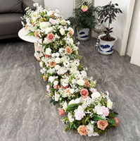 Chemin de table de mariage en soie artificielle fait main avec fleurs blanches pour la décoration de mariage - Grande Vente