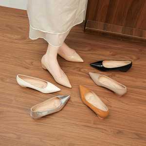 Pointed Toe <b>Flats</b> Patent Leather Slip-On Height Increasing All Seasons Elegant Women's Shoes 6388B - Product Image 2