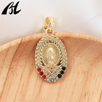 Bijoux religieux vintage en laiton plaqué or avec pendentif Vierge Marie pour femmes, cadeau de Noël catholique et chrétien.