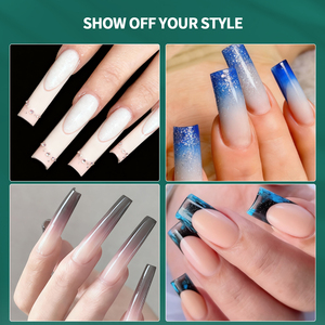 Nailpop – Kit <span class=keywords><strong>de</strong></span> 150 <span class=keywords><strong>faux</strong></span> <span class=keywords><strong>ongles</strong></span> double forme à couverture complète, effet manucure française rapide, 15 tailles, réutilisables, pour salon et usage domestique - Product Image 6