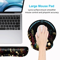 Ensemble clavier et tapis de souris en gel motif fleur noire, repose-poignets ergonomique en mousse à mémoire de forme, couleur personnalisable, en stock