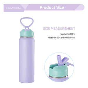 Bouteille d'eau isotherme en acier inoxydable avec anse, couvercle à paille anti-fuite et anti-poussière - Product Image 6