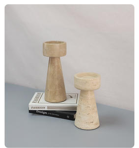 Portacandele in marmo-lusso Wabi-Sabi giallo onice geometrico, decorazione tavolino da pranzo per camera da letto, ornamento artistico per Showroom - Product Image 5