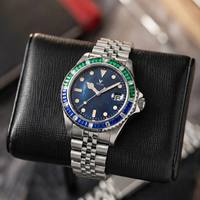 Montre automatique pour homme 40 mm, boîtier en acier inoxydable, verre saphir, bracelet en cuir, calendrier complet, mécanique