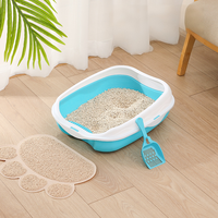 Bac à litière semi-fermé anti-déversement pour chat, bac à déchets durable pour animaux de compagnie, toilette pour chat