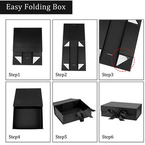 ริบบิ้นพิมพ์กล่องของขวัญริบบิ้นสำหรับบรรจุภัณฑ์โลโก้ที่กำหนดเองธุรกิจงานแต่งงานกระดาษแข็งแม่เหล็กกล่องของขวัญขนาดเล็ก - Product Image 5