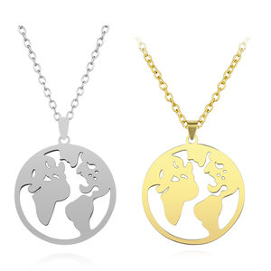 Collar con colgante de mapa del mundo pequeño, collar clásico de globo de tierra de acero inoxidable chapado en oro para mujer, joyería de regalo de viaje - Product Image 2