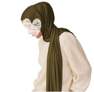 Jersey tela elástica musulmán <span class=keywords><strong>Hijab</strong></span> bufanda chal envoltura turbante colores sólidos ropa India última moda capwear Sombrero estilo - Product Image 1