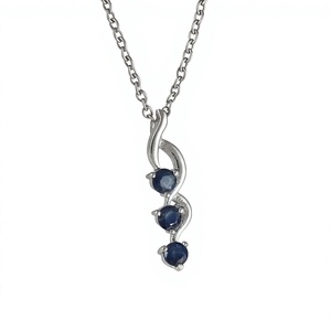 Sapphire Christian Pendant Necklace 925 Sterling <b>Silver</b> <b>Silver</b> Plated Bezel Setting Classic Unisex Everyday Wear <b>Box</b> <b>Chain</b> - Product Image 1