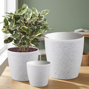 Juego de Macetas Modernas con Aspecto de Hormigón, Paquete de 3, Macetas Cilíndricas Redondas Ligeras para Plantas de Interior y Exterior - Product Image 3