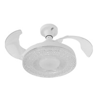 Ventilateur de plafond avec lumière LED à visser E27, pales rétractables, télécommande, trois couleurs changeantes pour la maison, la chambre, l'appartement, utilisation en intérieur