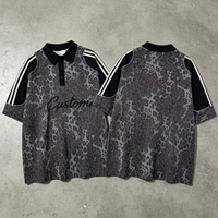 Ensemble de vêtements de sport pour homme surdimensionné 300GSM, t-shirt et short à imprimé léopard numérique vintage, survêtement pour homme