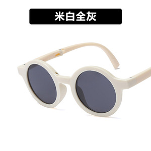 Children <b>Foldable</b> Round <b>Sunglasses</b> UV400 Sun Protection For Kids Unisex Fashionable Style With Case - Product Image 5