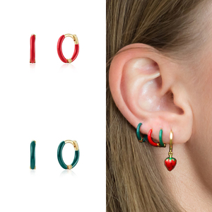 ROXI - Pendientes de Aro con Esmalte Arcoíris de Nuevo Diseño, Pendientes de Esmalte Geométricos Minimalistas y Bonitos - Product Image 4