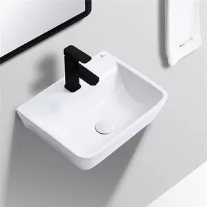 Hot-sale small vitreous china basin right bathroom wash sink wall-hung basin