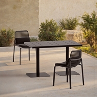 Table à manger rectangulaire moderne en plastique noir à 4 places avec cadre en métal, fabrication directe d'usine de meubles en gros