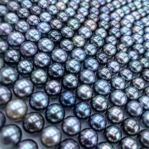 Collier de perles rondes naturelles noires de Tahiti, qualité AAAA, 8-12 mm, certifié CMA, inspiré de l'<span class=keywords><strong>eau</strong></span> de mer, pour bijoux fins - Product Image 3
