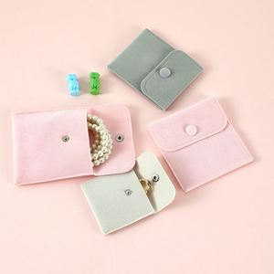 Bolsas de Almacenamiento para Joyería con Tapa Abatible de Varios Tamaños, Bolsas para Joyería con Logotipo Personalizado, Bolsa de Regalo para Collares de Terciopelo de Doble Cara con Cierre a Presión - Product Image 1