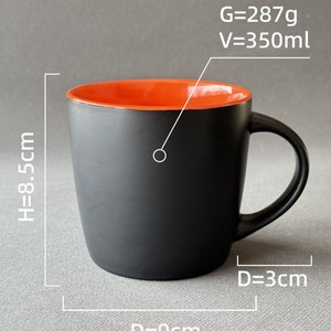 Taza <span class=keywords><strong>de</strong></span> Cerámica <span class=keywords><strong>de</strong></span> 11 oz con Interior <span class=keywords><strong>de</strong></span> Color, Superficie Mate, para Café, Leche, Té, Tazas Negras Mate, Personalizable al por Mayor - Product Image 3