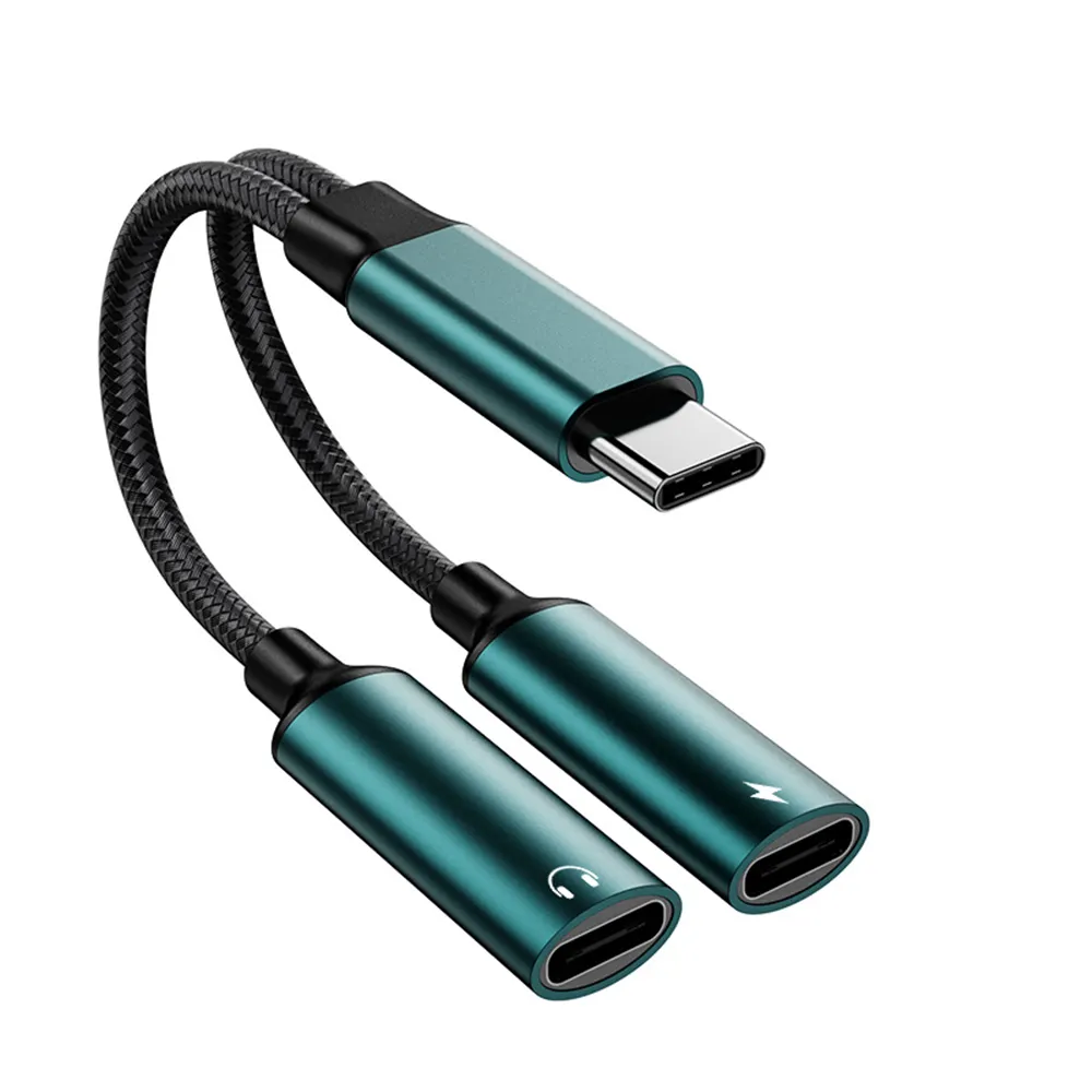 Boyi Hot Sales 2 In1オーディオ充電アダプターUsb Cヘッドフォンジャック60wPd急速充電ケーブルUsb Cスプリッター