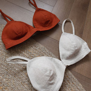 Conjunto de lencería de cáñamo: Sujetador inalámbrico con braga, transpirable, con almohadillas extraíbles, antideslizante, antiprotuberancia, ideal para busto pequeño. - Product Image 1