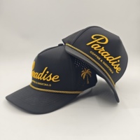 Casquette de baseball personnalisée pour homme, 5 panneaux, logo brodé, découpe laser perforée, trous percés, casquette de sport imperméable, casquette de golf avec cordon