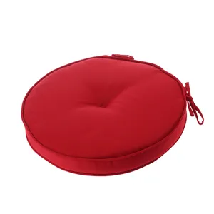 家居装饰室内/室外防水实心红色圆形簇绒小酒馆坐垫带领带户外躺椅坐垫