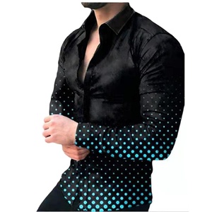 New Men Breathable Knitted Polyester Single Button Quick Drying Anti Wrinkle Fashion Printed Spring Casual Business Custom Shirt - Product Image 3