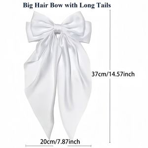 Pince à cheveux personnalisée en satin avec longue queue, grandes pinces à nœud en ruban avec pince à ressort, barrette à nom personnalisée - Product Image 6
