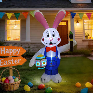 Decoraciones de Pascua Inflables Pequeñas e Impermeables, Conejo de 4 Pies con Huevo, Luces LED Integradas, Decoración para Jardín y Césped - Product Image 3