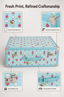 Valise de rangement personnalisée en cuir PU à motif floral, coffre de voyage vintage pour mariage, bébé, organisation domestique, boîte décorative
