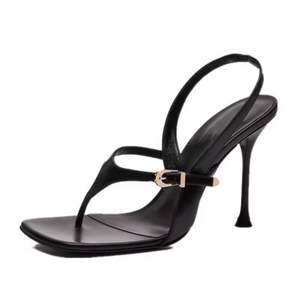 Zapatos de Diseñador de Lujo 2025, Sandalias de Tacón Alto con Tira de Cuero Negro, Estilo Sexy y Ligero para Mujer - Product Image 2