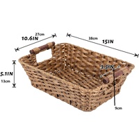 Boîte de rangement pour télécommandes de bureau avec poignées en rotin tressé, panier à cosmétiques et à linge, pour outils et usages divers