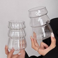 Gobelet en verre borosilicate de couleur unie, style influenceur vintage, résistant à la chaleur, personnalisable, pour latte, jus et boissons froides