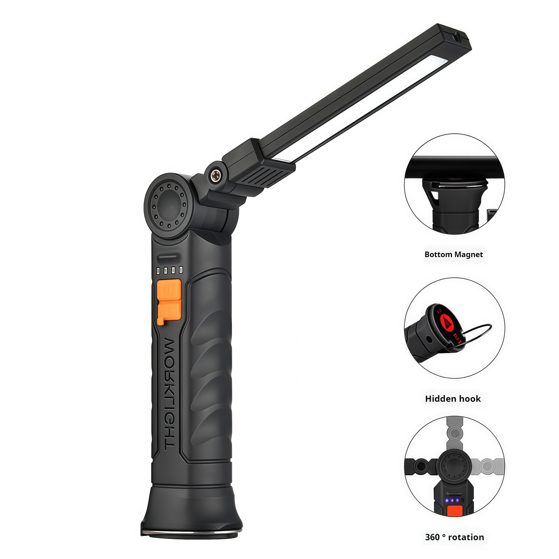 Outdoor Portable Working Light Hanging Hook USB Rechargeable LED Flexible Magnetic Folding COB Work Light