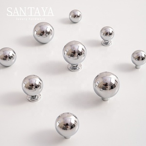Santaya <strong>Brass</strong> Knob Round Ball Modern Minimalist Chrome Silver <strong>Drawer</strong> Knobs Kitchen Cabinet Handle Solid Single Hole <strong>Pull</strong> - Product Image 1